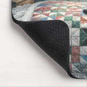 Cat Sleeping on Bed Quilt Mousepad (Ecke)