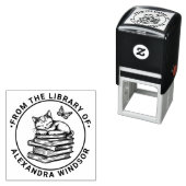 Cat Sleeping on Books, Butterfly Library Book Name Permastempel (Beispiel)