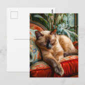Cat Sleeping on Cozy Chair Postkarte (Vorne/Hinten)