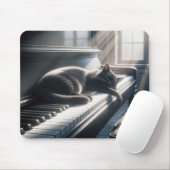 Cat Sleeping on Piano Keyboard Mousepad (Mit Mouse)