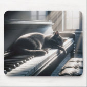 Cat Sleeping on Piano Keyboard Mousepad (Vorne)