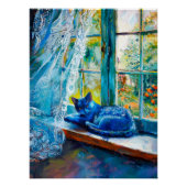 Cat Sleeping on Window Ledge Poster (Vorderseite)