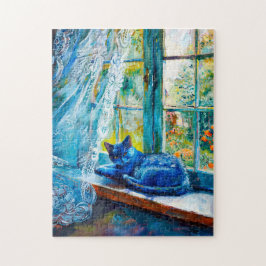 Cat Sleeping on Window Ledge Puzzle