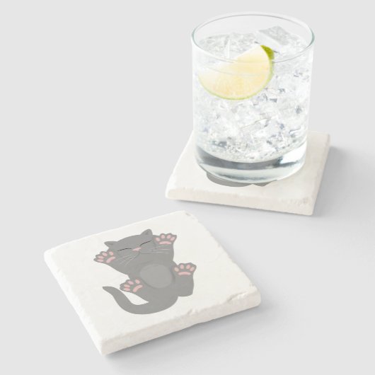 Cat Sleeping Steinuntersetzer (Seitenansicht)