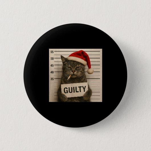 Cat Smoking Cigarette Christmas Funny Meme Cat Button (Vorderseite)