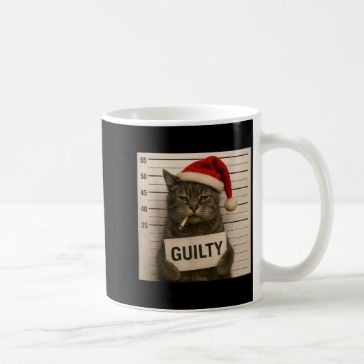 Cat Smoking Cigarette Christmas Funny Meme Cat Kaffeetasse (Rechts)