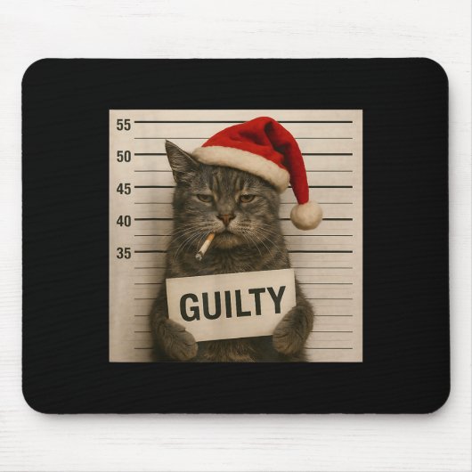 Cat Smoking Cigarette Christmas Funny Meme Cat Mousepad (Vorne)