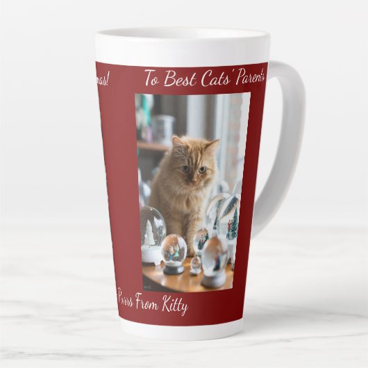 Cat Snow Globe, Image Names Text, Customize, Milchtasse (Rechte Ecke)