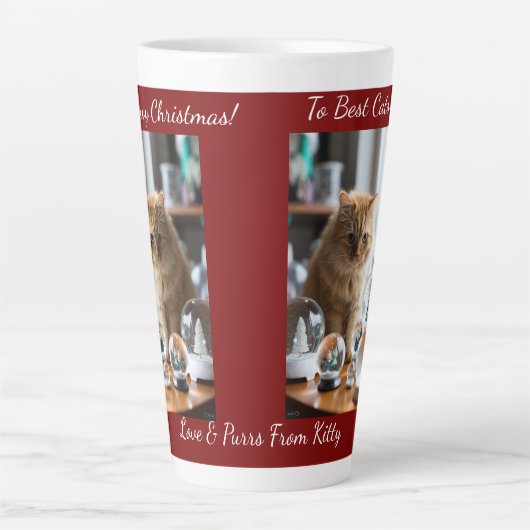 Cat Snow Globe, Image Names Text, Customize, Milchtasse (Vorderseite)