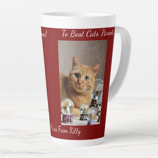 Cat Snow Globe, Image Names Text, Customize, Milchtasse (Rechte Ecke)