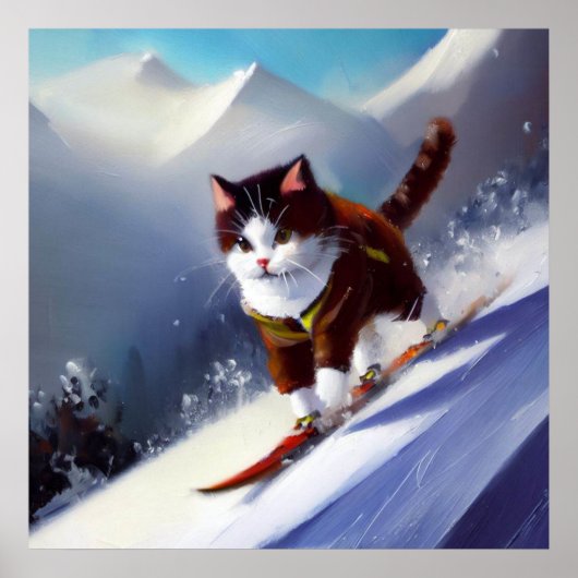 Cat Snowboarding Poster (Vorne)