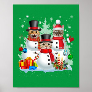 Cat Snowman Santa Christmas Light Cat Mama Cat Vat Poster