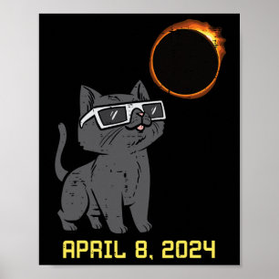 Cat Solar Eclipse 2024 Totalität April 8 Frauen Mä Poster