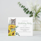 Cat Sonnenblume Blume Geburtstag Einladung Postkarte (Stehend Vorderseite)