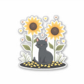 Cat Sonnenblume Weihnachtsbaum Sonnenblume Katze L Aufkleber (Vorderseite)