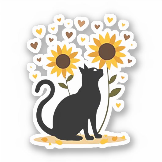 Cat Sonnenblume Weihnachtsbaum Sonnenblume Katze L Aufkleber (Vorderseite)