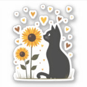 Cat Sonnenblume Weihnachtsbaum Sonnenblume Katze L Aufkleber (Vorderseite)