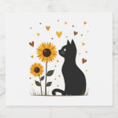 Cat Sonnenblume Weihnachtsbaum Sonnenblume Katze L Schaumweinetikett (Einzelnes Label)