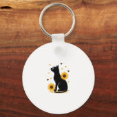 Cat Sonnenblume Weihnachtsbaum Sonnenblume Katze L Schlüsselanhänger (Vorderseite)