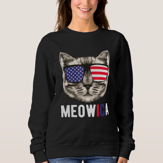 Cat Sonnenbrille 4. Juli Meowica Merica USA Amer Sweatshirt (Vorderseite)