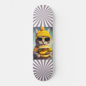Cat Sonnenbrille Cheeseburger Funny Skateboard (Vorderseite)