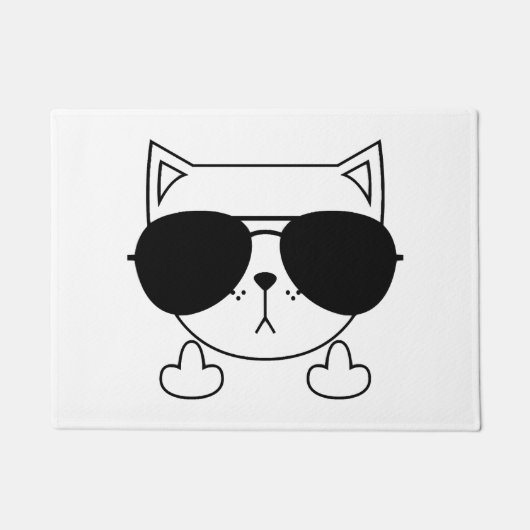 Cat Sonnenbrille Middle Finger Fußmatte (Vorderseite)
