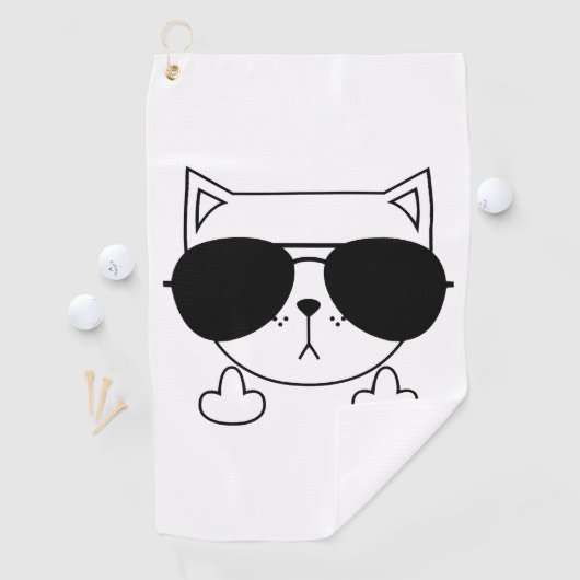 Cat Sonnenbrille Middle Finger Golfhandtuch (Insitu)