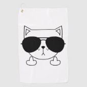 Cat Sonnenbrille Middle Finger Golfhandtuch (Vorderseite)