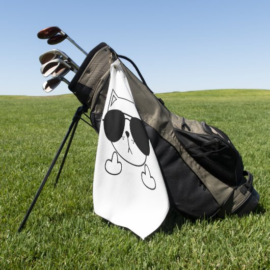 Cat Sonnenbrille Middle Finger Golfhandtuch (Gras)