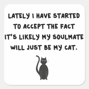 Cat Soulmate Quadratischer Aufkleber