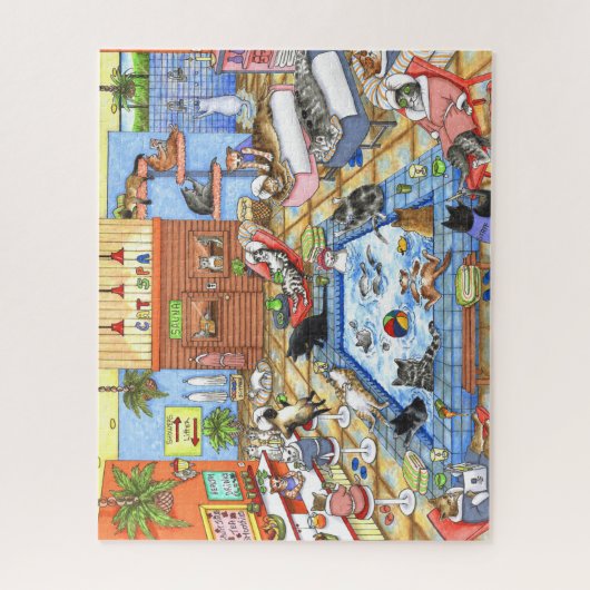 Cat Spa 635 funny Illustration Puzzle (Vertikal)