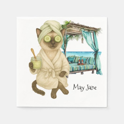 Cat Spa themed for Siamese Cat Lovers Serviette (Vorderseite)