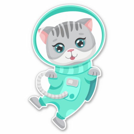 Cat Space Astronaut Aufkleber (Vorderseite)