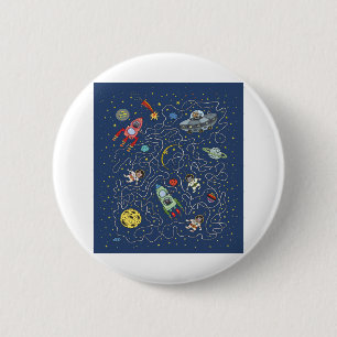 Cat Space Astronautenrakete Rätsel Rätsel Button