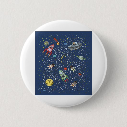 Cat Space Astronautenrakete Rätsel Rätsel Button (Vorderseite)