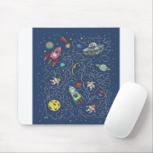 Cat Space Astronautenrakete Rätsel Rätsel Mousepad (Mit Mouse)