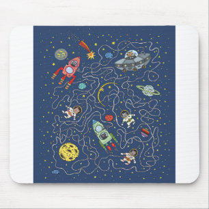 Cat Space Astronautenrakete Rätsel Rätsel Mousepad