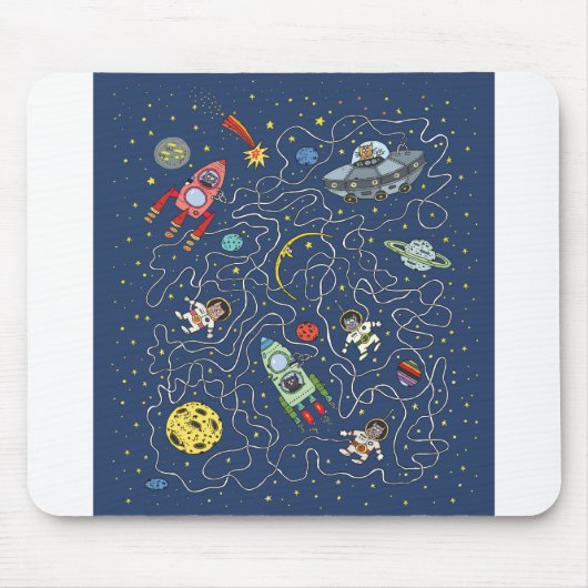 Cat Space Astronautenrakete Rätsel Rätsel Mousepad (Vorne)