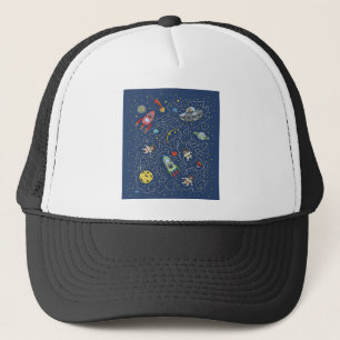 Cat Space Astronautenrakete Rätsel Rätsel Truckerkappe