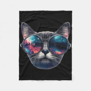 Cat Space Gles Sungles Universe Meme Funny Graphic Fleecedecke