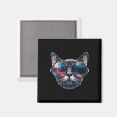 Cat Space Gles Sungles Universe Meme Funny Graphic Magnet (Vorderseite/Rückseite)