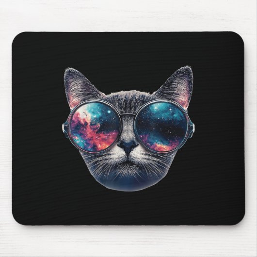 Cat Space Gles Sungles Universe Meme Funny Graphic Mousepad (Vorne)