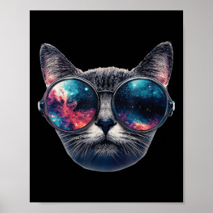 Cat Space Gles Sungles Universe Meme Funny Graphic Poster