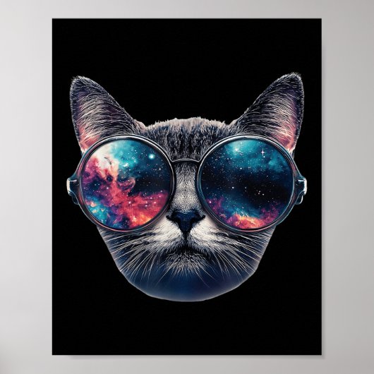 Cat Space Gles Sungles Universe Meme Funny Graphic Poster (Vorne)