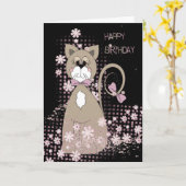 Cat Spaß Geburtstag Karte (Gelbe Blume)