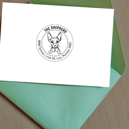 Cat Sphinx Family Rücksendeadresse Gummistempel