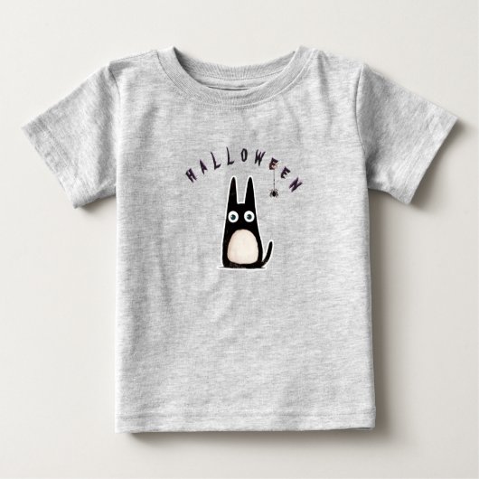 Cat + spider + Halloween, Personalized Baby T-shirt (Vorderseite)