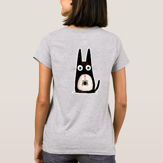 Cat + spider + Halloween, Personalized T-Shirt (Rückseite)