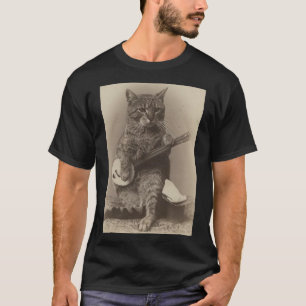 CAT spielen der BANJO VINTAGEN T - Shirt