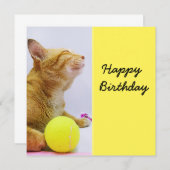 Cat spielt Tennisball Geburtstagskarte (Vorne/Hinten)